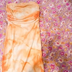 Orange Strapless Dress